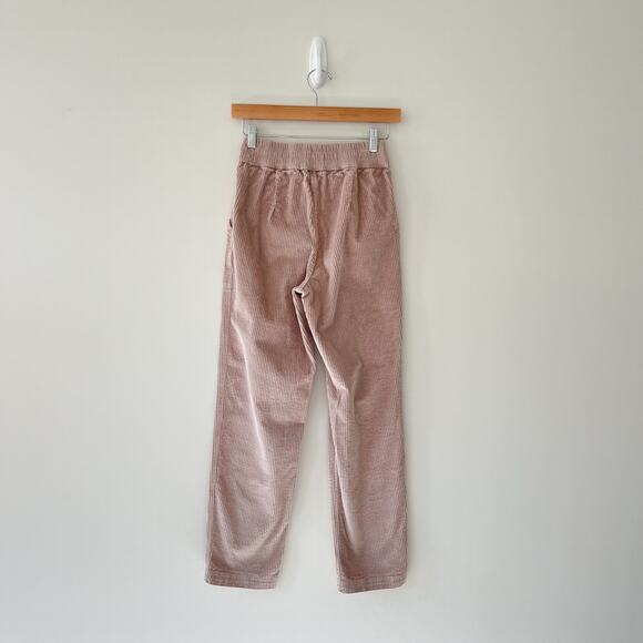 Pact Classic Corduroy Peg Straight High Rise Stretch Pant in Oat Pink, Size XS - Picture 3 of 10